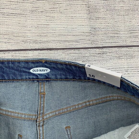 Old Navy Jean Skirt sz 16 Denim 17.5" Length Light Wash Raw Hem Women's New NWT - Picture 7 of 8
